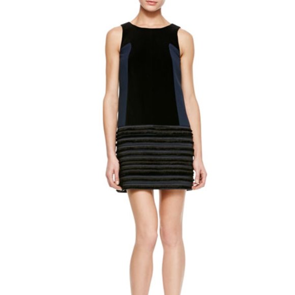 Rag & Bone "Gray" Ribbed-Skirt Party Dress dark navy size 2 - Picture 1 of 11